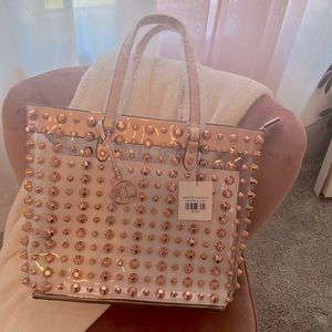 Traci Lynn Stud Rose Gold and Clear Tote with Crossbody